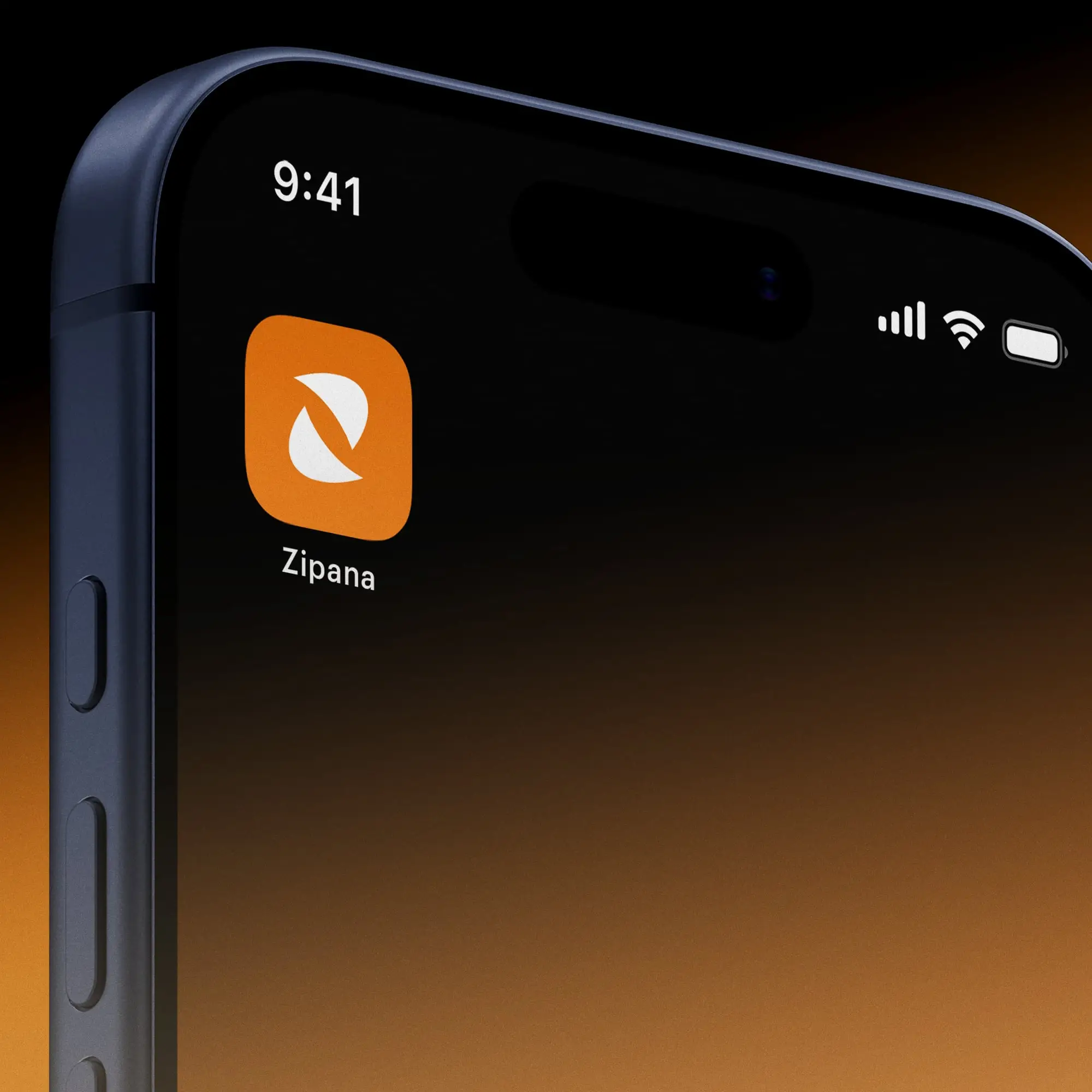 A phone home screen showing an orange app icon